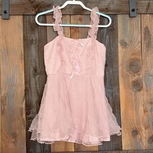 Finesse Pink Ruffle Corset Y2K Style Mini Dress Size M Party Dress Fairycore